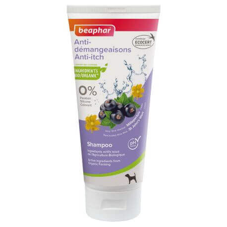 Shampooing anti-démangeaisons ECOCERT à l'Aloe Vera Bio, Millepertuis Bio et Cassis - 200 ml Shampooing anti-démangeaisons ECOCERT à l'Aloe Vera Bio, Millepertuis Bio et Cassis - 200 ml