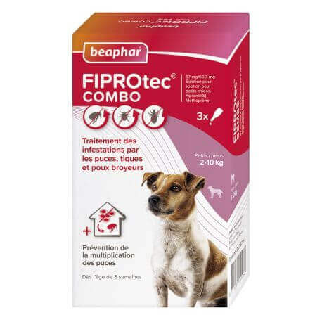 FIPROtec® COMBO 67 mg/60,3 mg Solution pour spot-on pour petits chiens (2-10 kg). Fipronil/(S)-Méthoprène