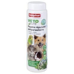 VETOpure poudre répulsive antiparasitaire pour chiens, chats, rongeurs, oiseaux et poules - 60 g