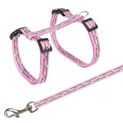 Harnais chat avec laisse, motif chat, 27–45 cm/10 mm, 1,20 m