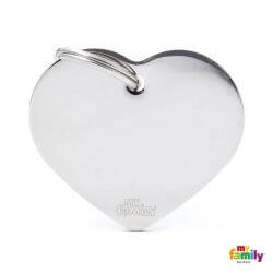 Médaille Basic grand coeur laiton chromé