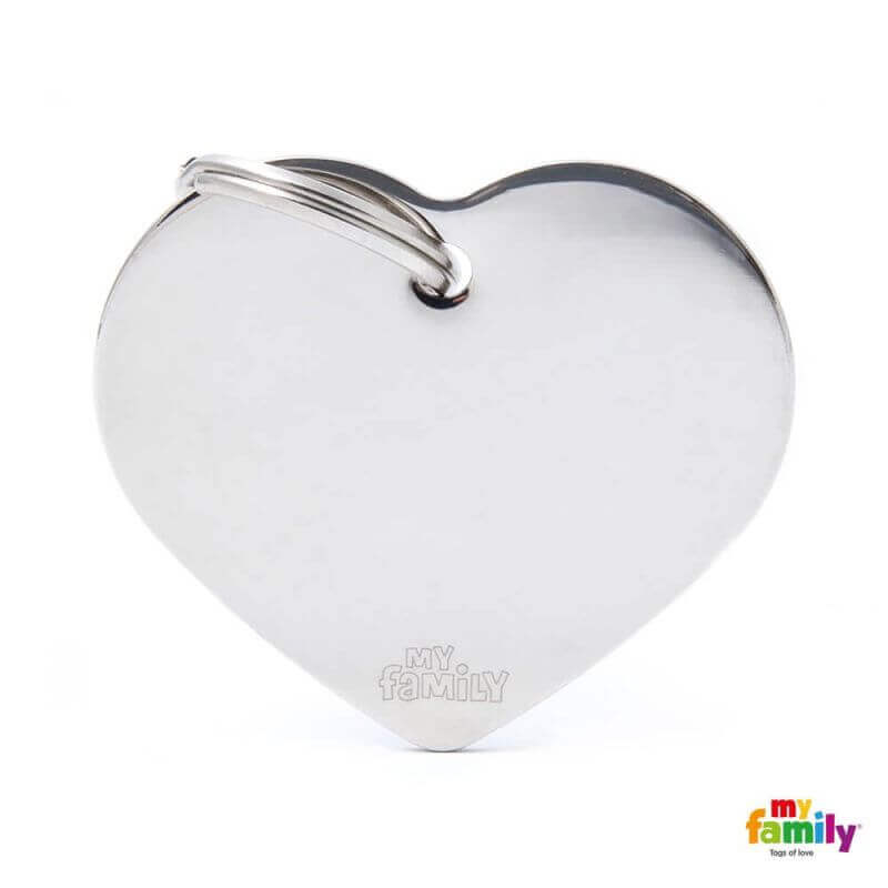 Médaille Basic grand coeur laiton chromé Médaille Basic grand coeur laiton chromé