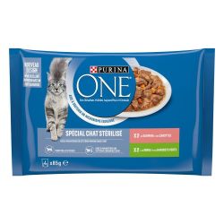 PURINA ONE Chat Stérilisé Saumon Dinde 4x85g