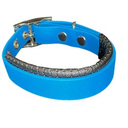 Collier pour Chien rembourré bleu en matière BioThane®, Largeur 19mm , taille XS