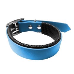 Collier pour Chien rembourré bleu en matière BioThane®, Largeur 25mm , taille S