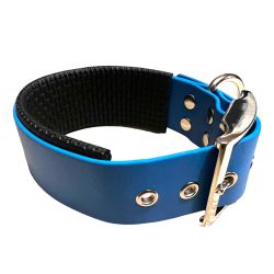 Collier pour Chien rembourré bleu en matière BioThane®, Largeur 38mm , taille S
