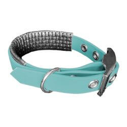 Collier pour Chien rembourré Teal en matière BioThane®, Largeur 19mm , taille XS