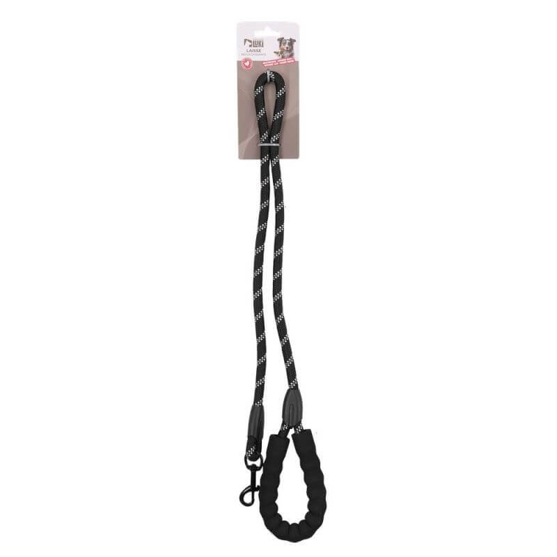 LAISSE NYLON REFLECHISSANTE NOIR 120X1,2