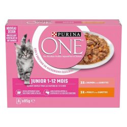 PURINA ONE Chat Kitten&nbsp;Effilés Sauce Saumon Poulet 8x85g