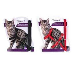 HARNAIS + LAISSE CHAT NYLON CLASSIC ROUGE