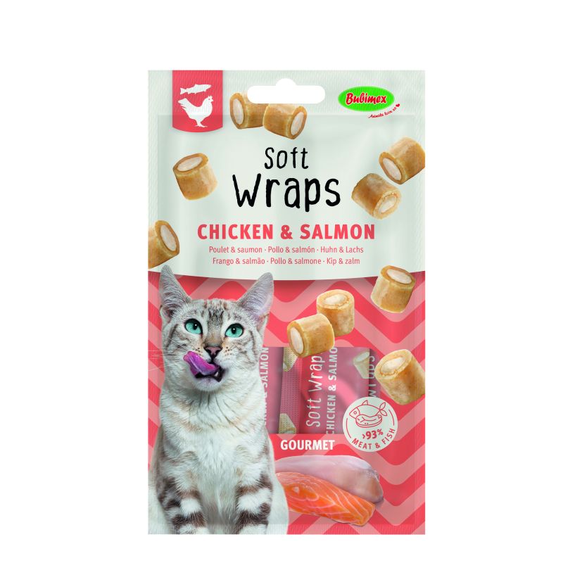 SOFT WRAPS POULET/SAUMON x3 pour chat 30gr