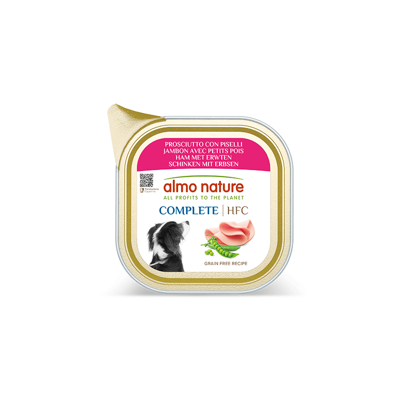 ALMO CHIEN HFC COMPLETE JAMBON/PETITS POIS 85gr