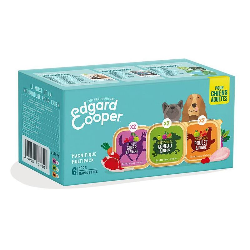 MULTIPACK BARQUETTES POULET/GIBIER/AGNEAU 6x0.1kg pour chien