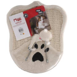 GRIFFOIR A CHAT + 2 JOUETS ECRU 41x33x2cm
