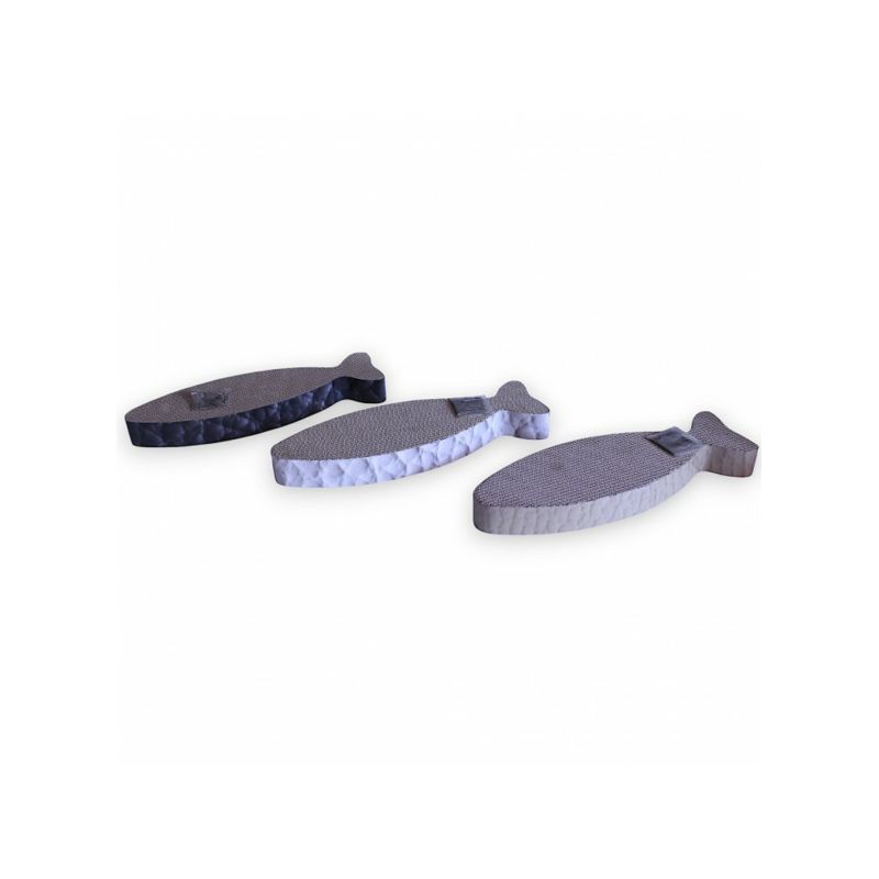GRIFFOIR POISSON 44x13x5cm IMPRIME NOIR TAUPE BLANC