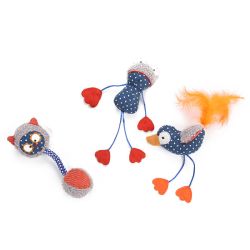 PLUSH TOY W/CATNIP, 3 ASSORTED DESIGNS: BIRD 11x5cm,FROG 11x5cm, BALL 18.5cm