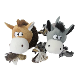 JOUET PELUCHE ANE/CHEVAL+CORDES