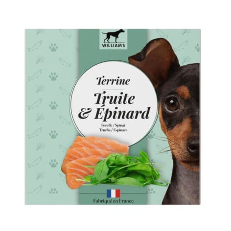 WILLIAM'S TERRINE TRUITE/EPINARDS 80g pour chien