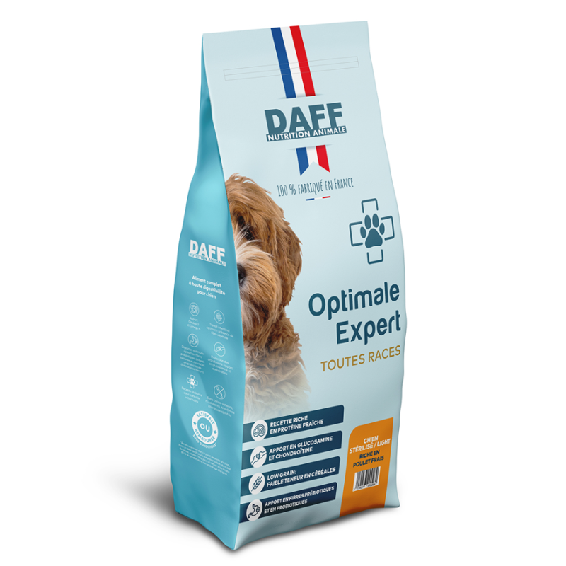 DAFF OPTIMALE EXPERT TOUTES RACES STERILISE & LIGHT 3KG – Poulet Frais