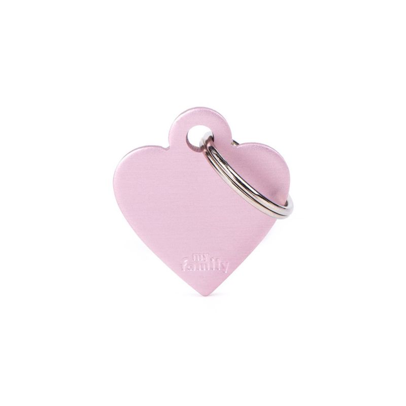 Médaille Basic petit cœur alu rose