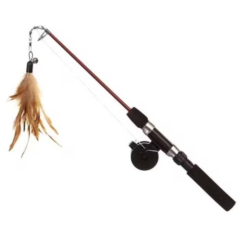 JOUET CHAT CANNE A PÊCHE TELESCOPIQUE 75CM A MOULINET