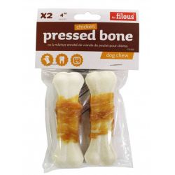 2 os à mâcher enrobé de viande de poulet 10cm