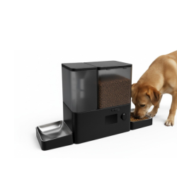 DISTRIBUTEUR CROQUETTES ET EAU CONNECTE NOIR - GAMELLES INOX