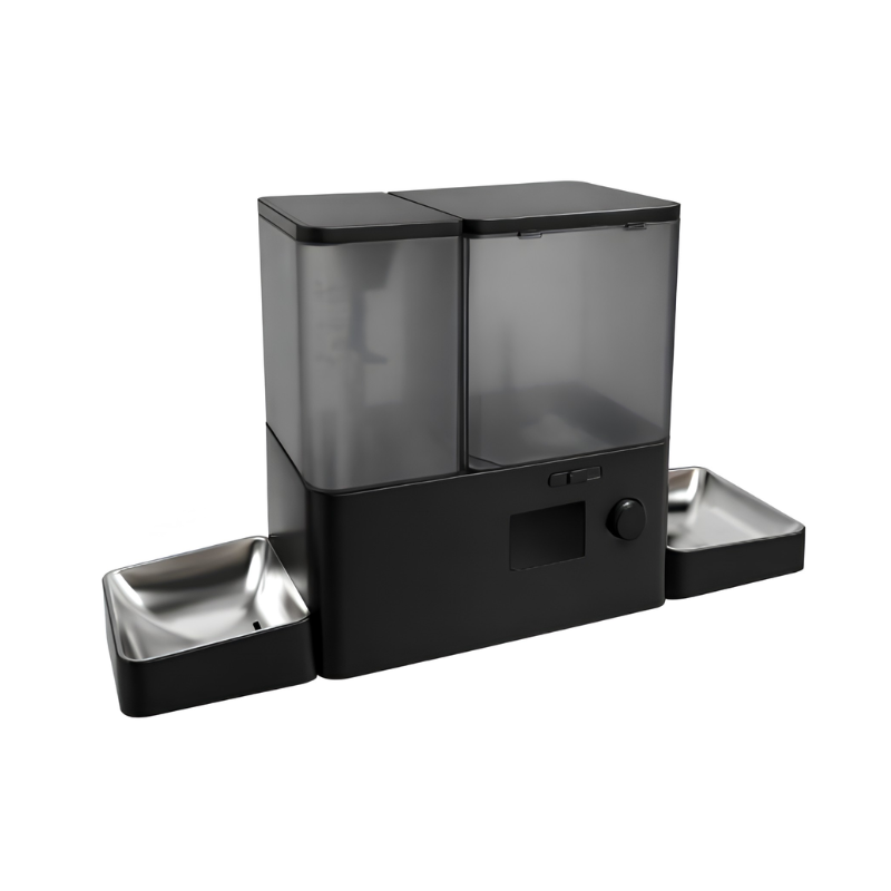 DISTRIBUTEUR CROQUETTES ET EAU CONNECTE NOIR - GAMELLES INOX