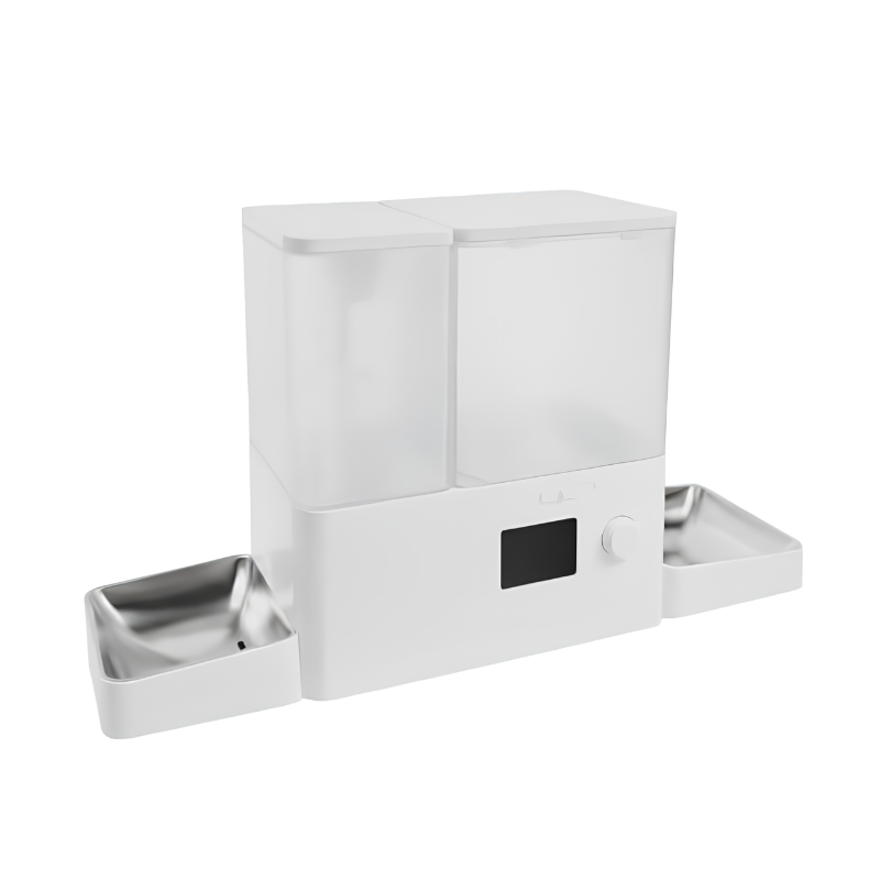 DISTRIBUTEUR CROQUETTE ET EAUX CONNECTE BLANC - GAMELLES INOX