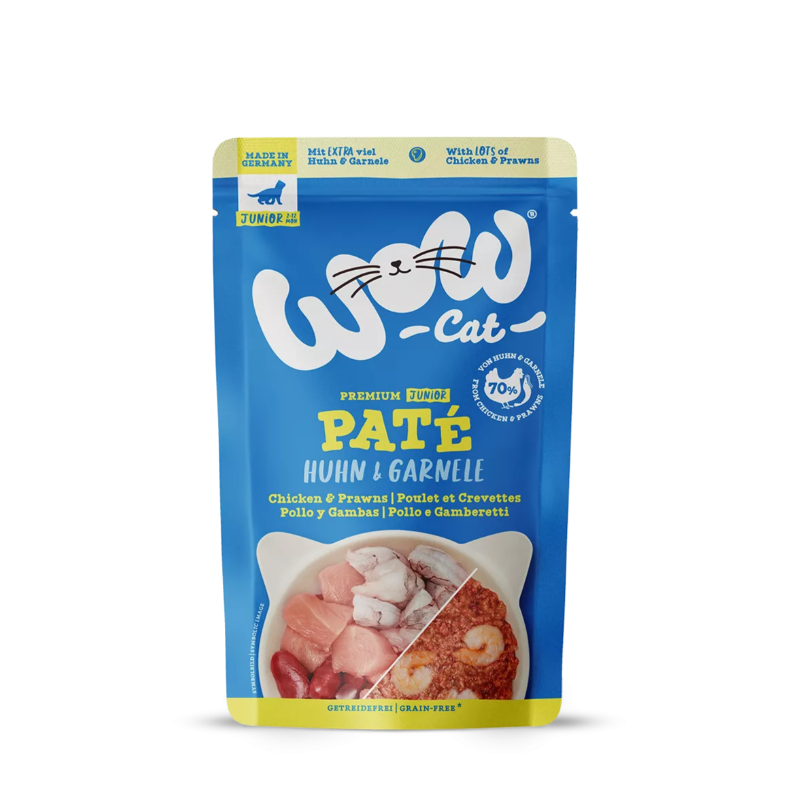 WOW CAT pâtée Junior Poulet et Crevettes pour chaton 125 g