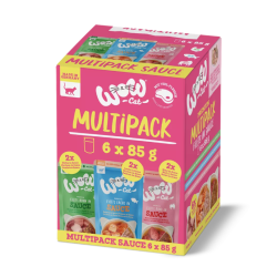WOW CAT Sauce Adulte Multipack 6 x 85 g poulet bœuf saumon
