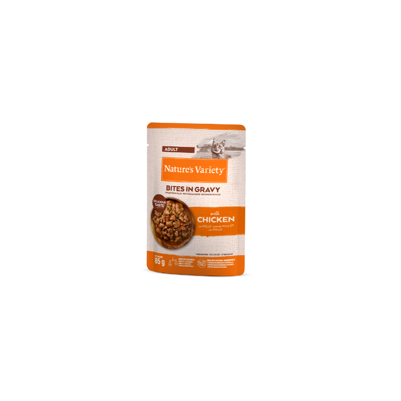 NV Chat pochon bouchées en sauce poulet 85 g NV Chat pochon bouchées en sauce poulet 85 g