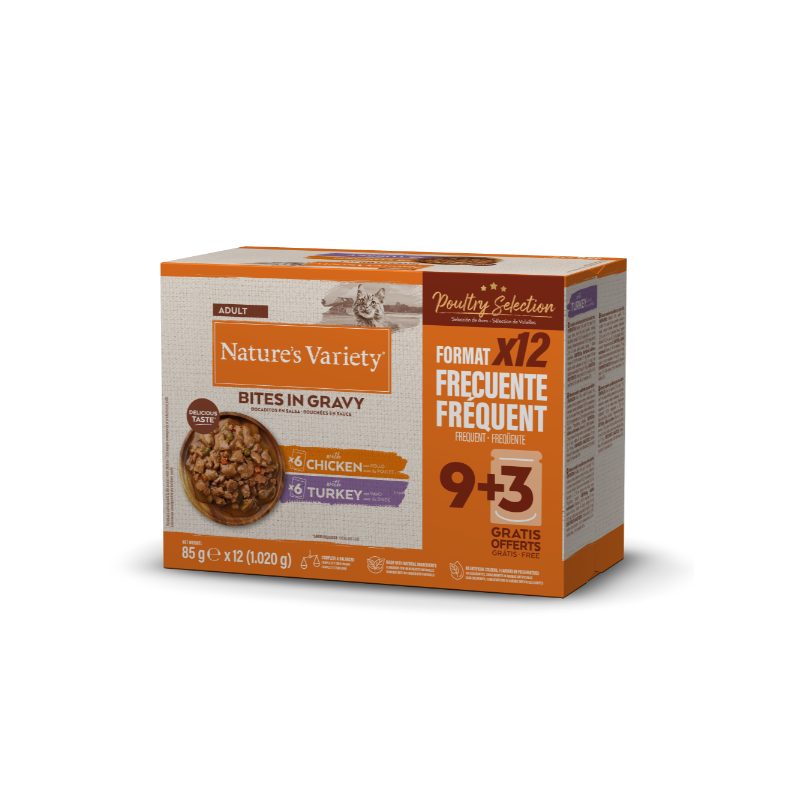 NV chat Bouchées en sauce Multipack Poulet & Dinde 12x85g