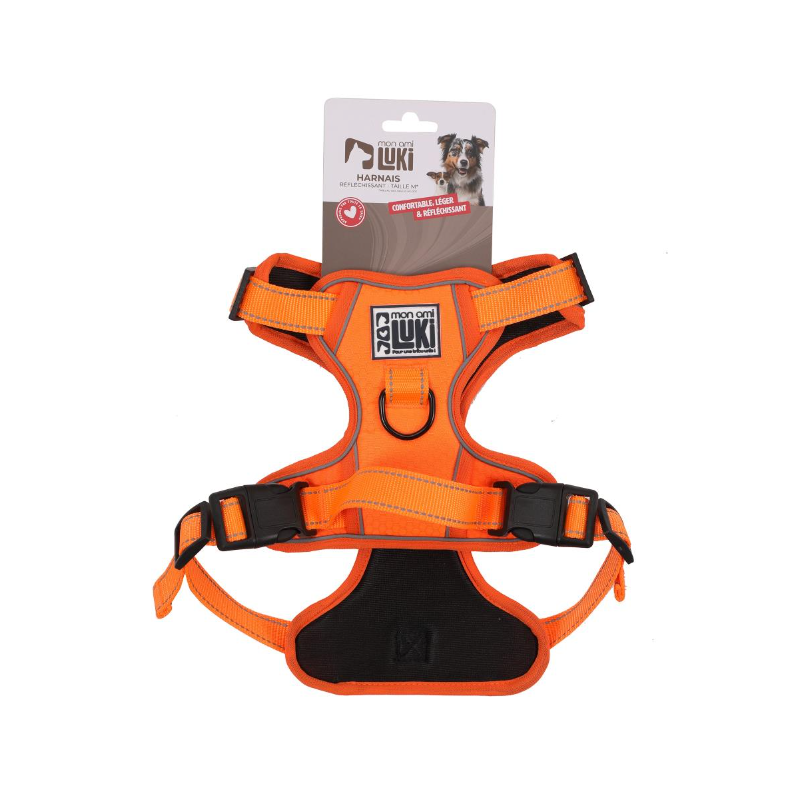 HARNAIS REFLECHISSANT ORANGE CHIEN TAILLE S