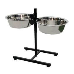 Gamelles inox chien 2,8L avec support réglable