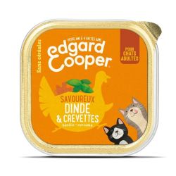 Barquette chat Dinde et Crevettes 85g Edgar Cooper
