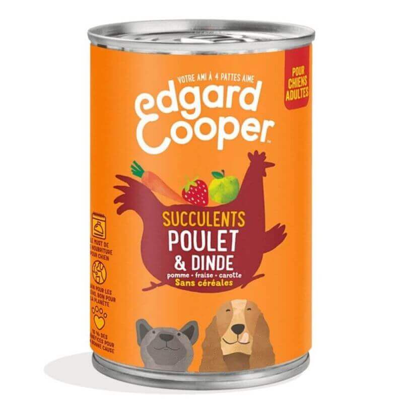 Boîte chien Poulet et Dinde 400g Edgar Cooper Boîte chien Poulet et Dinde 400g Edgar Cooper