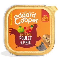 Barquette chien Poulet et Dinde 150g Edgar Cooper