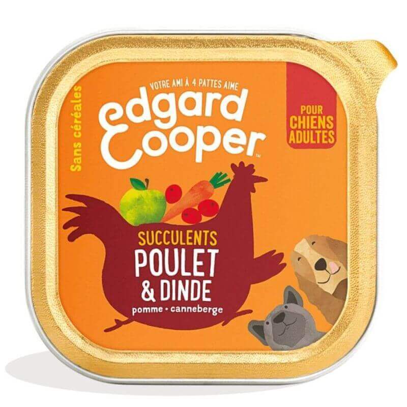 Barquette chien Poulet et Dinde 150g Edgar Cooper