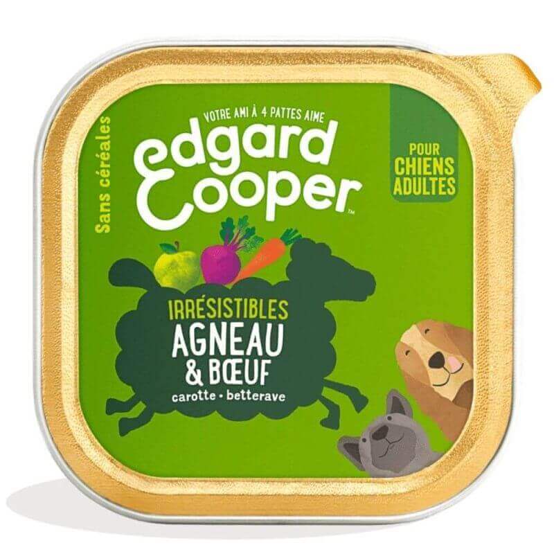 Barquette chien Agneau et Boeuf 150g Edgar Cooper Barquette chien Agneau et Boeuf 150g Edgar Cooper