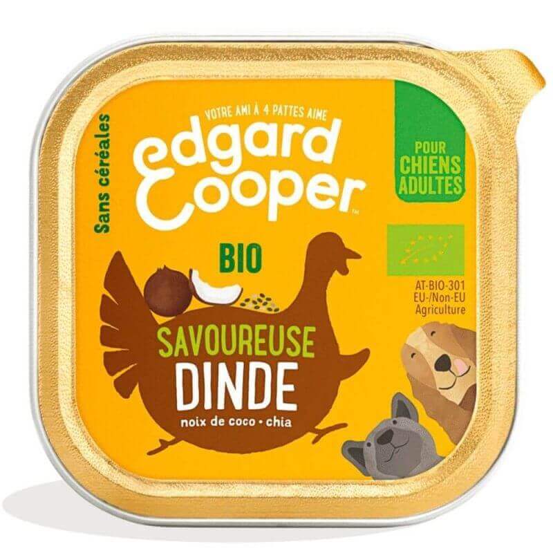 Barquette chien Dinde bio 100g Edgar Cooper