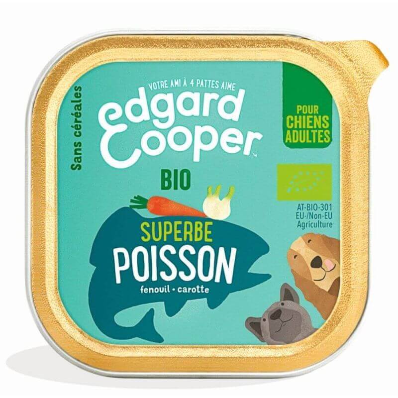 Barquette chien Poisson bio 100g Edgar Cooper Barquette chien Poisson bio 100g Edgar Cooper