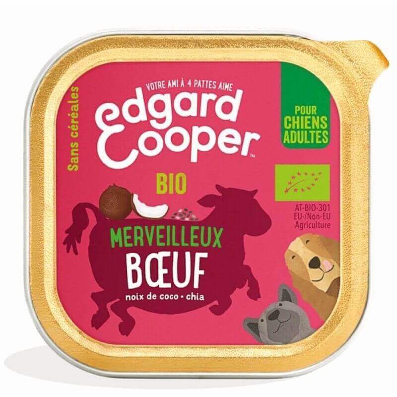 Barquette chien Boeuf bio 100g Edgar Cooper Barquette chien Boeuf bio 100g Edgar Cooper