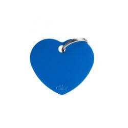 Médaille Basic grand cœur alu bleu