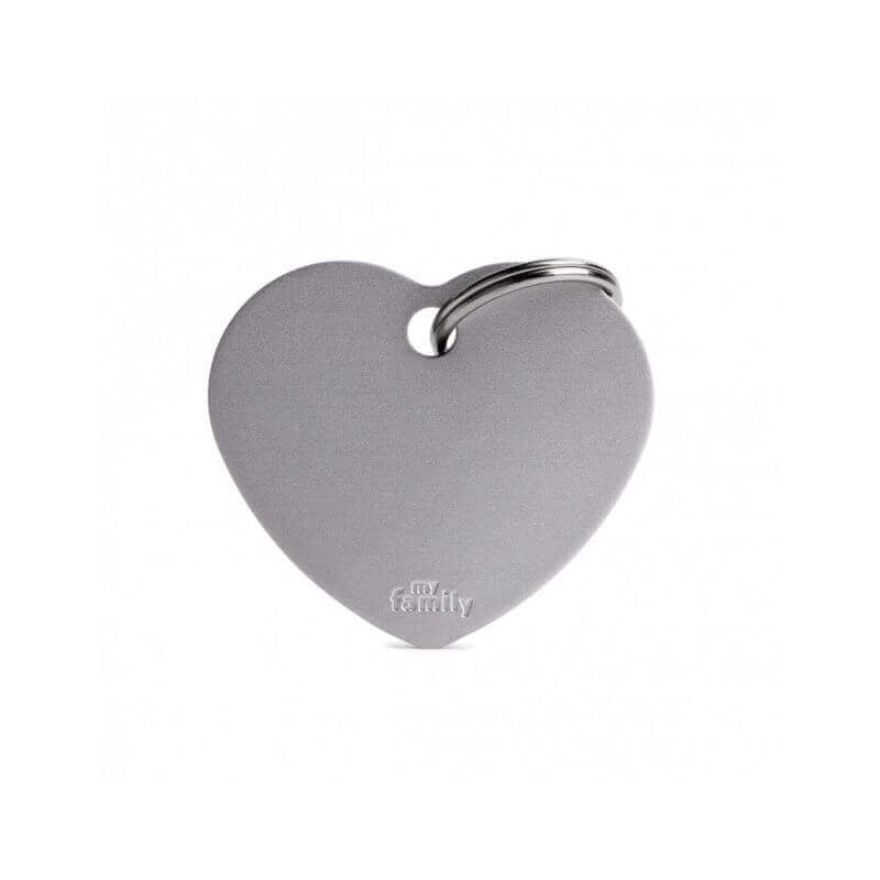 Médaille Basic grand cercle cœur gris Médaille Basic grand cercle cœur gris