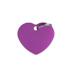 Médaille Basic grand cercle cœur alu violet