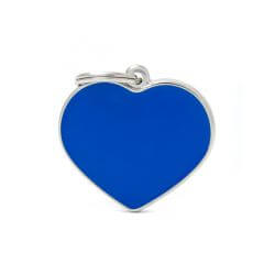Médaille Basic Handmade grand coeur bleu