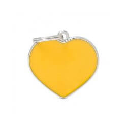 Médaille Basic Handmade grand coeur jaune