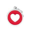 Médaille Charms Cœur Blanc fond rouge