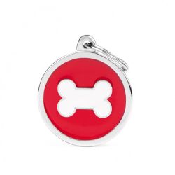 Médaille Charms os blanc fond rouge